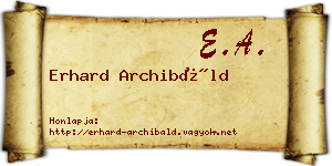 Erhard Archibáld névjegykártya